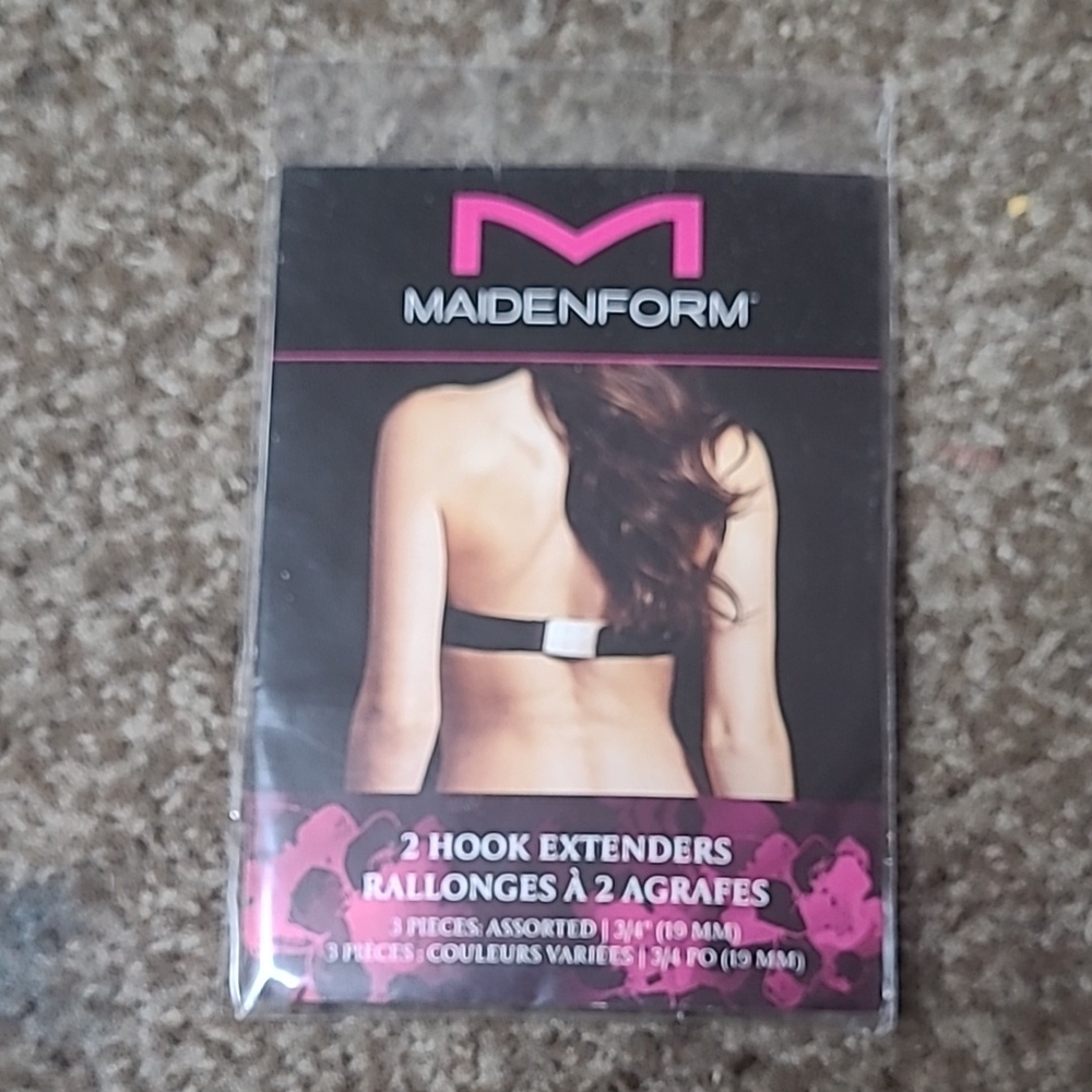 7A* Maidenform 2 Hook Extenders Assorted Colors black beige white 2 clasp